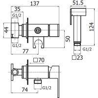 Комплект гигиенического душа Plumberia Selection TAG TG2000CR со смесителем схема 2 Комплект гигиенического душа Plumberia Selection TAG TG2000CR со смесителем схема 2