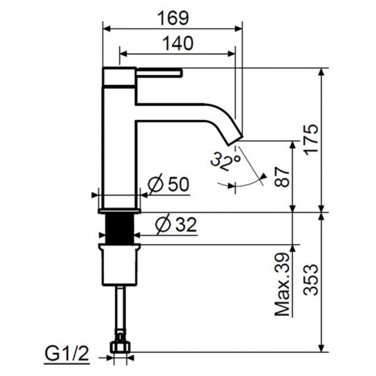 Смеситель для раковины Plumberia Selection IXO XO0053 без донного клапана схема 14