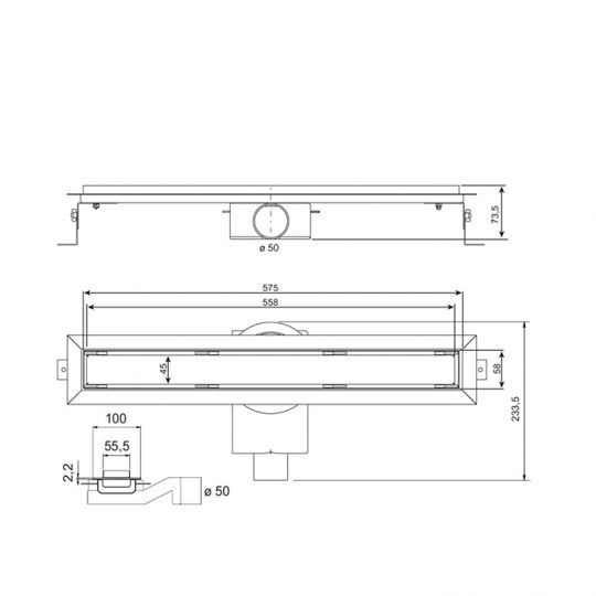 Трап душевой встраиваемый с решеткой из стали Plumberia Selection PS IN-TILE PST60 6x60 схема 6
