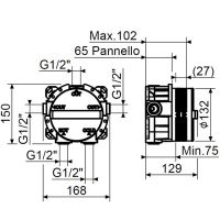 Внутренняя часть-PS Box Plumberia Selection PSBOX PSB003 встраиваемого термостатического смесителя для душа на 2-3 выхода схема 2 Внутренняя часть-PS Box Plumberia Selection PSBOX PSB003 встраиваемого термостатического смесителя для душа на 2-3 выхода схема 2