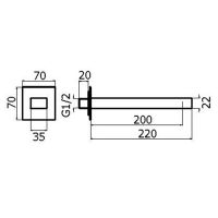 Излив из стены Plumberia Selection TAG SPQ0258 35х22 220 мм схема 2