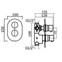 Смеситель термостат встраиваемый Plumberia Selection XOT5050 для душа 3 выхода со встраиваемой частью схема 2
