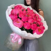 Монобукет из коралловых пионов "Корал Шарм" Монобукет из коралловых пионов "Корал Шарм"