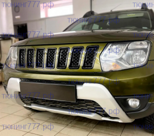 Решетка радиатора, стиль Jeep, с алюминиевой и пластиковой сеткой