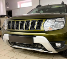 Решетка радиатора, стиль Jeep, с алюминиевой и пластиковой сеткой