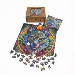 Деревянный пазл волк