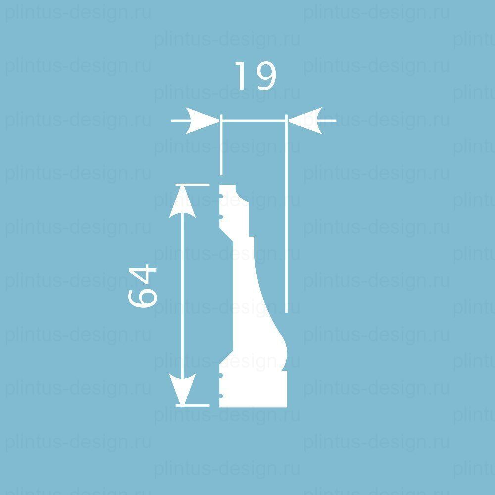 MX016 Молдинг экополимер, 64х19, 2000 мм