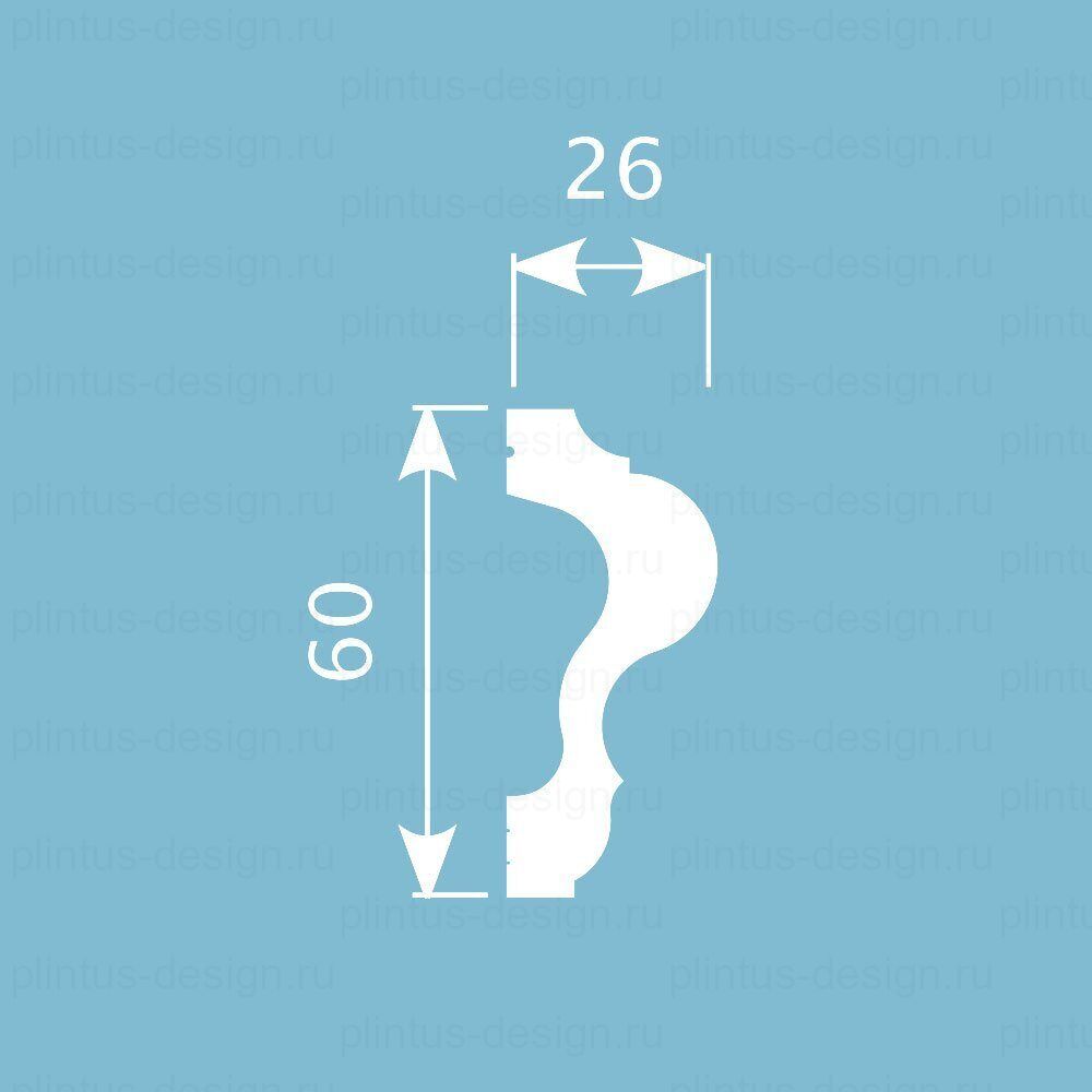 MX044 Молдинг экополимер, 60х26, 2000 мм