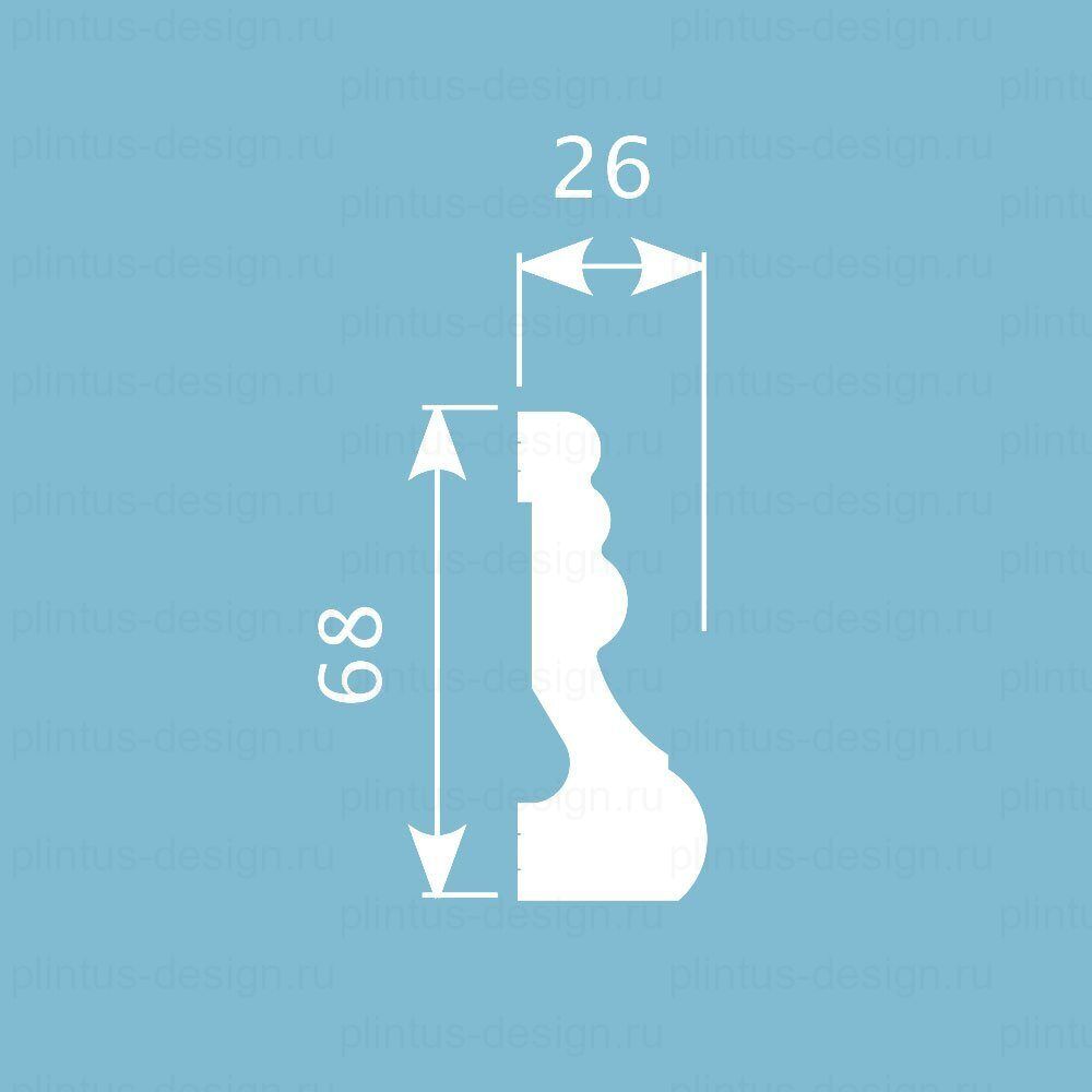 MX043 Молдинг экополимер, 68х26, 2000 мм