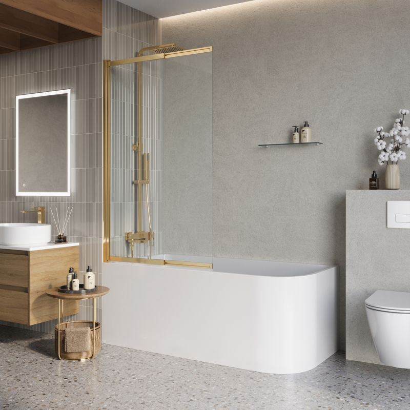 Душевая шторка на ванну BelBagno LUCE-VF-11-100/145-C-ORO
