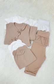 Комплект штанишки + боди с коротким рукавом "Капучино" с рюшей+ шапочка