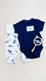 Комплект чепчик + ползунки + боди с коротким рукавом "Малыш Хрустик",