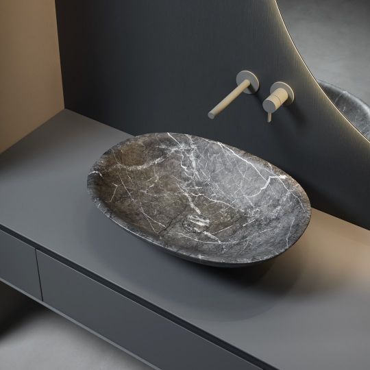 Раковина овальная из камня Antonio Lupi Lavabi SERVO163 накладная 63х45 схема 3