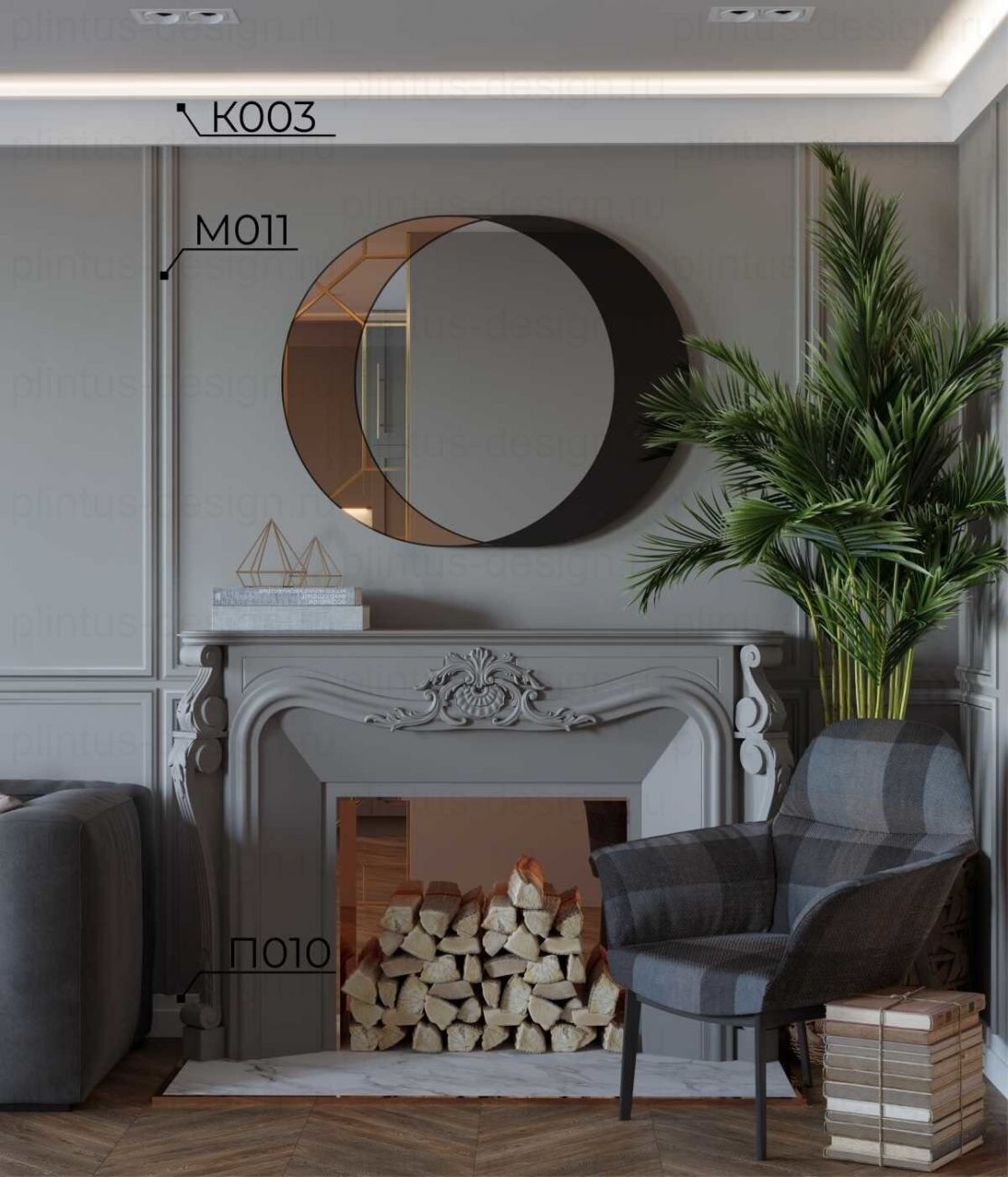 KX003 Карниз экополимер, 120х45, 2000 мм