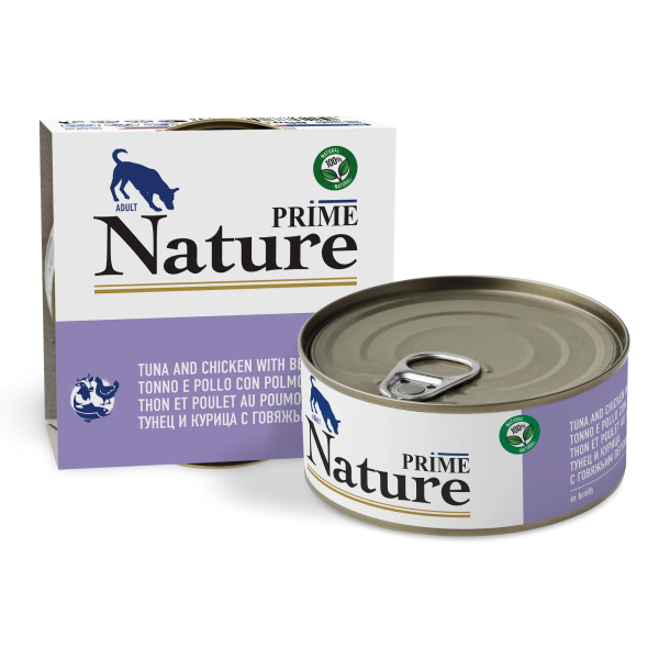 Влажный корм для собак Prime Nature с тунцом курицей и говяжьим легким