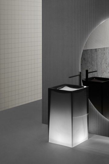 Напольная раковина Antonio Lupi Lavabi AURA 45х45 см с подсветкой и без схема 4