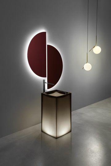 Напольная раковина Antonio Lupi Lavabi AURA 45х45 см с подсветкой и без схема 9