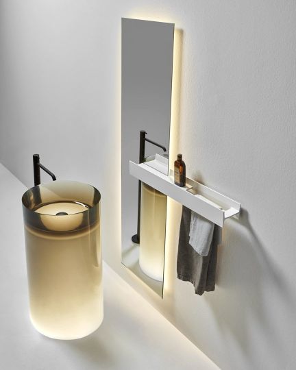 Напольная раковина Antonio Lupi Lavabi BREEZE 45х45 см с подсветкой и без схема 10