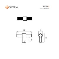 Мебельная ручка-кноб System SY8774. Длина 60 мм схема