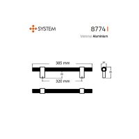Мебельная ручка-рейлинг System SY8774. Длина 385 мм схема