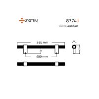 Мебельная ручка-рейлинг System SY8774. Длина 545 мм схема