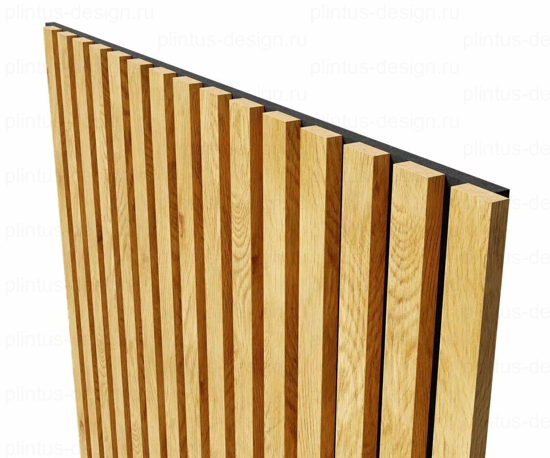 Акустическая панель, черный войлок, рейки МДФ, дуб медный, 600х19, 1200 мм