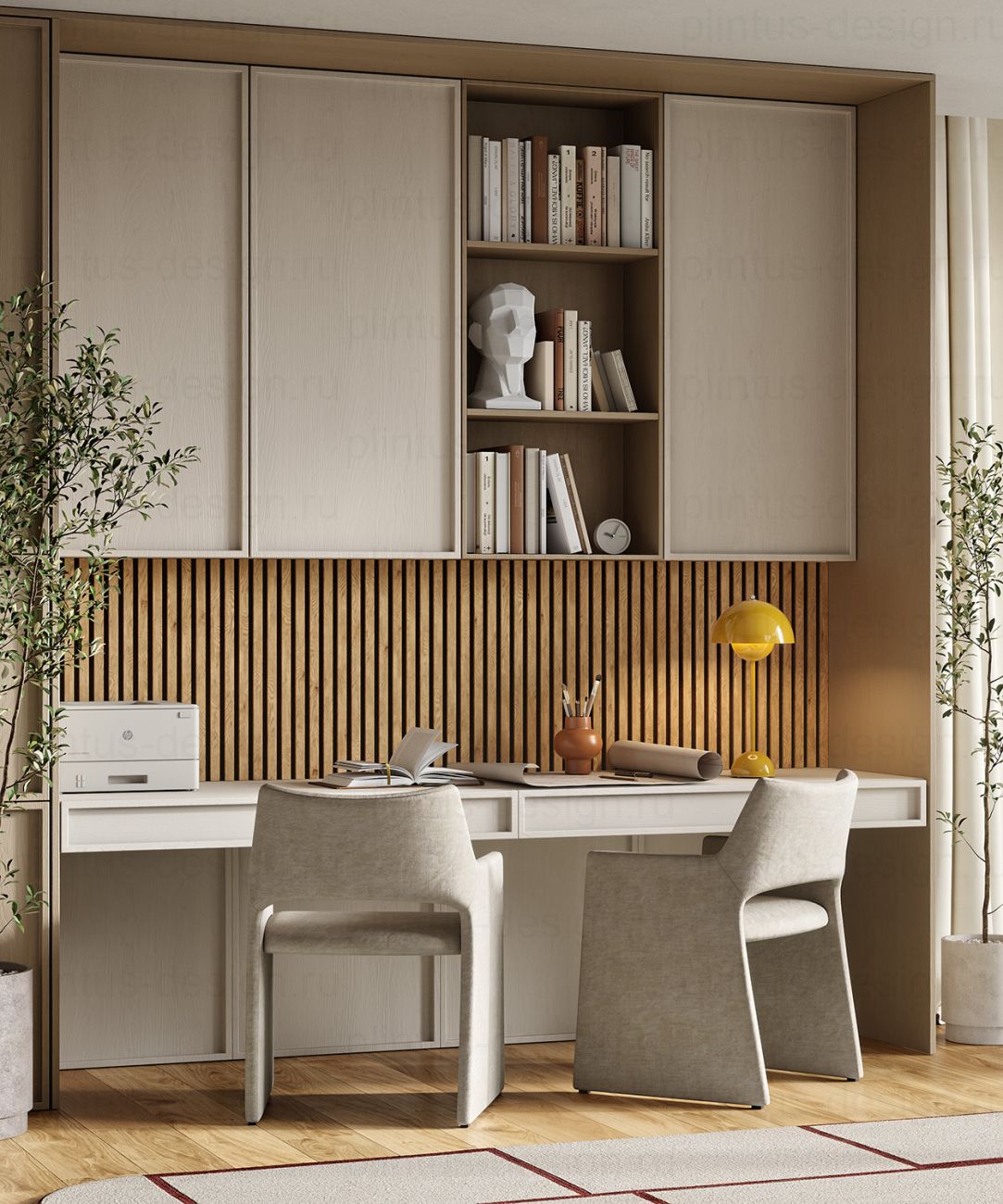 Акустическая панель, черный войлок, рейки МДФ, дуб медный, 600х19, 1200 мм