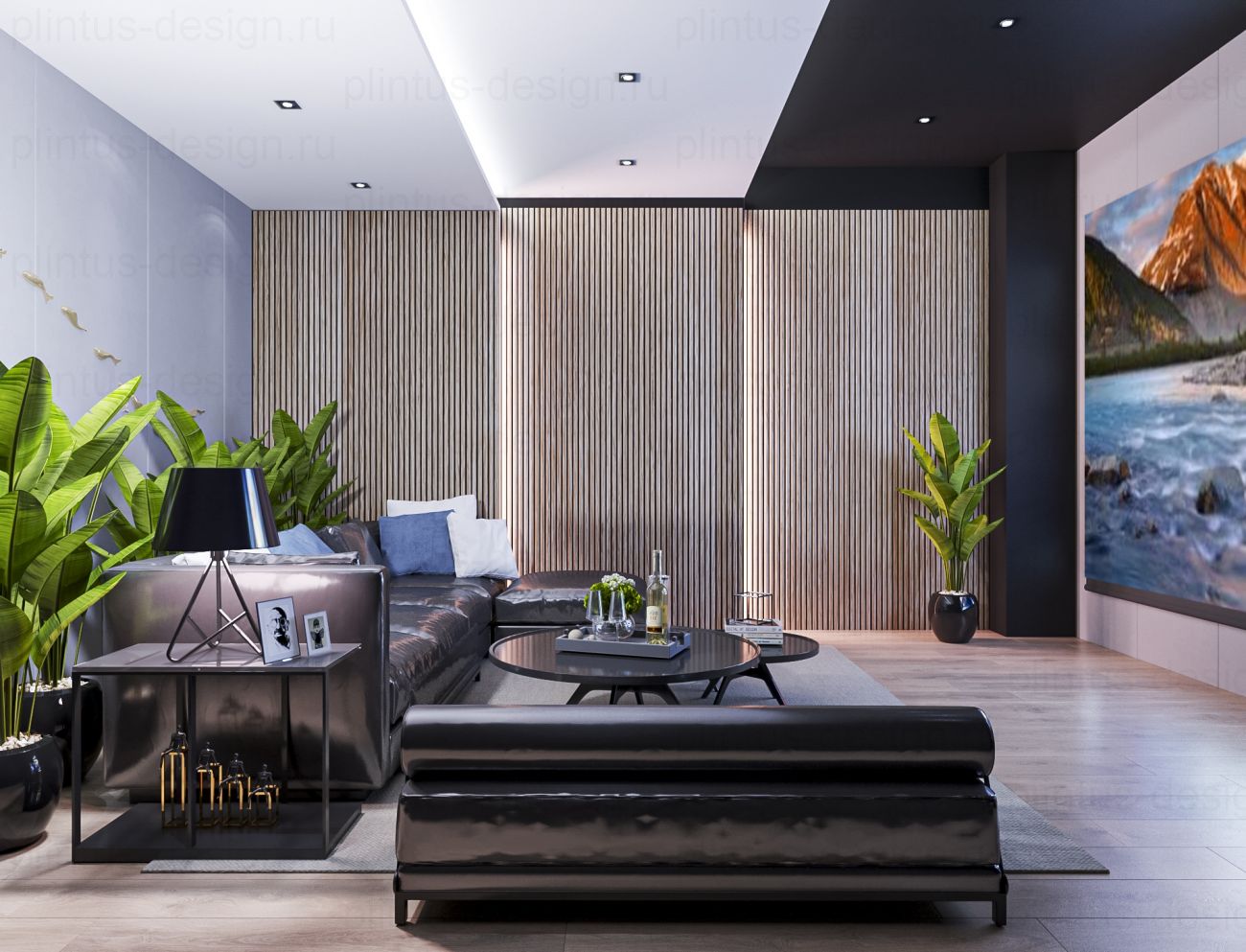 Акустическая панель, черный войлок, рейки МДФ, ясень тирамису, 600х19, 1200 мм