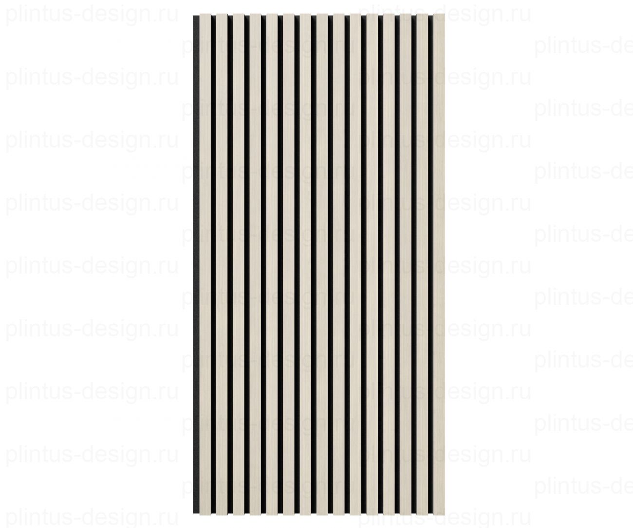 Акустическая панель, черный войлок, рейки МДФ, шпон дуб клэр светлый, 600х21, 1200 мм