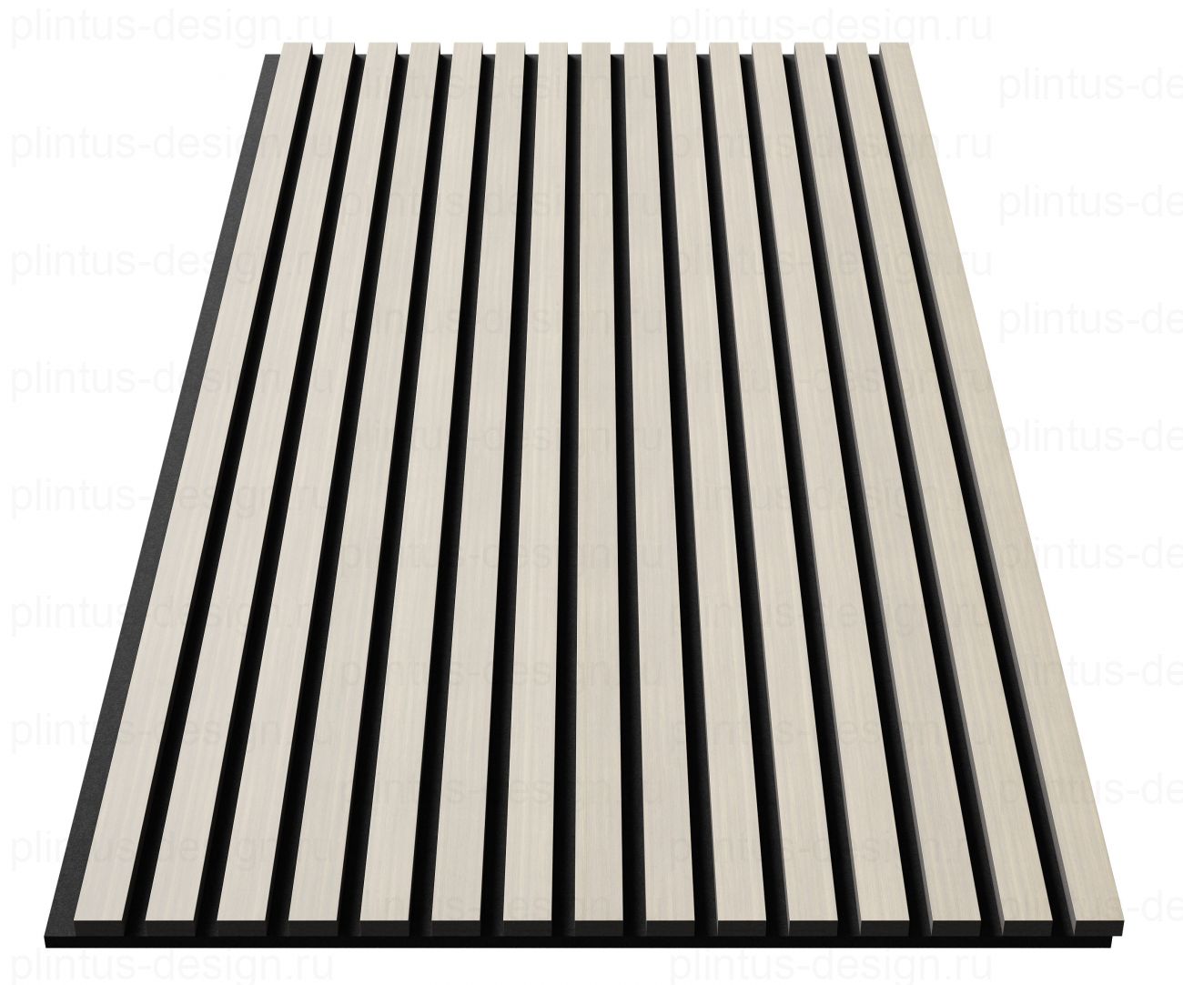 Акустическая панель, черный войлок, рейки МДФ, шпон дуб клэр светлый, 600х21, 1200 мм