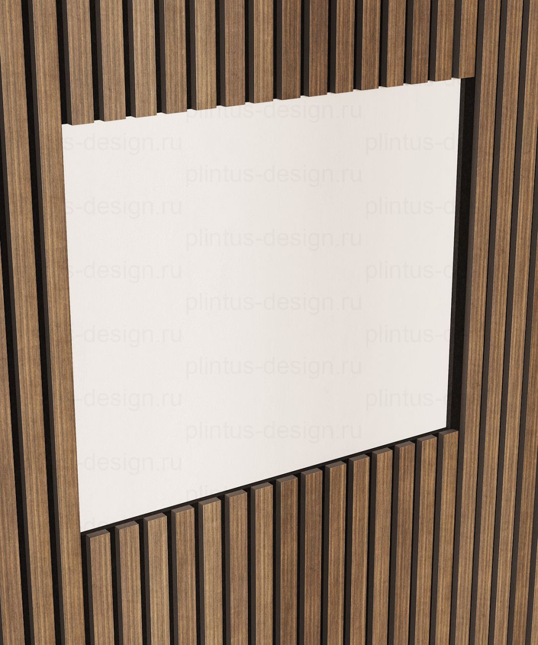 Акустическая панель, черный войлок, рейки МДФ, шпон дуб маррон коричневый, 600х21, 1200 мм