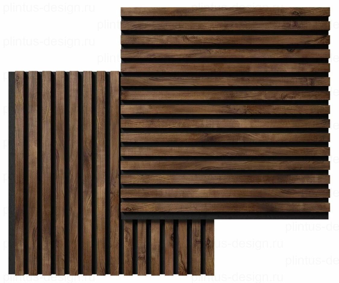 Акустическая панель, черный войлок, рейки МДФ, дуб старинный натуральный, 600х19, 600 мм