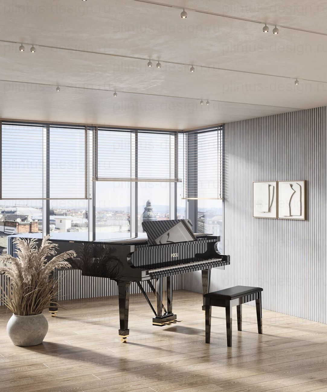 Акустическая панель, черный войлок, рейки МДФ, дуб старинный светло-серый, 600х19, 600 мм