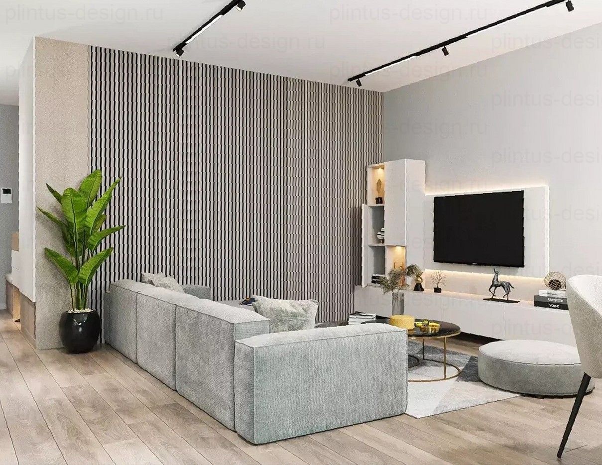 Акустическая панель, черный войлок, рейки МДФ, дуб дымчатый, 600х19, 600 мм