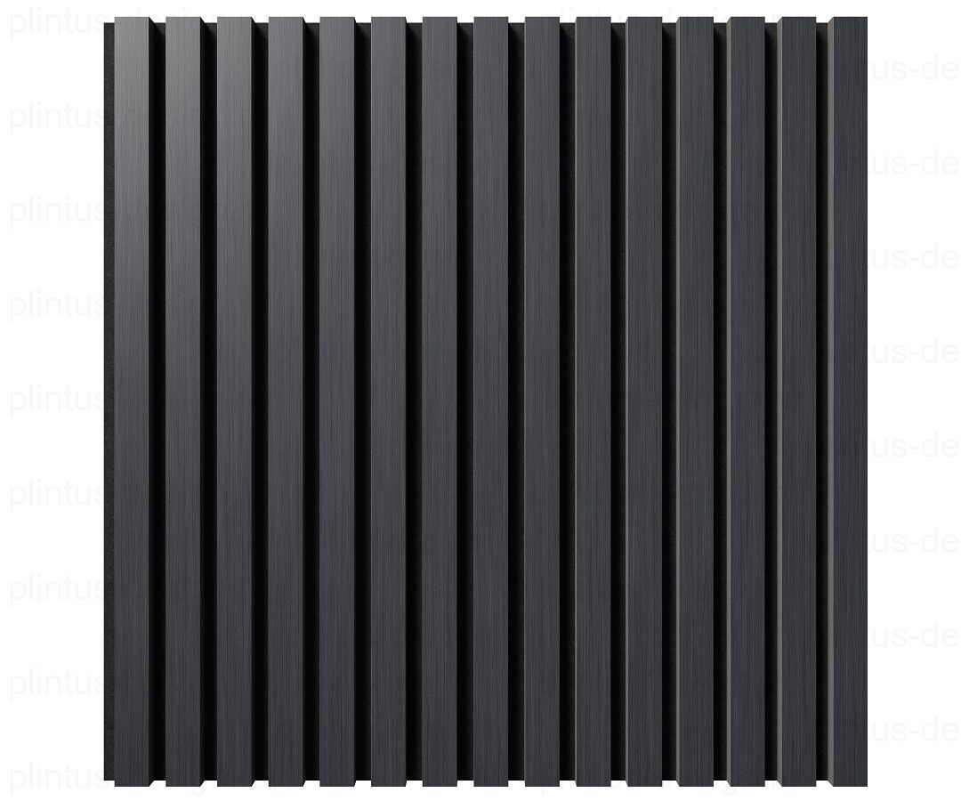 Акустическая панель, черный войлок, рейки МДФ, шпон дуб антрацит темно-серый, 600х21, 600 мм