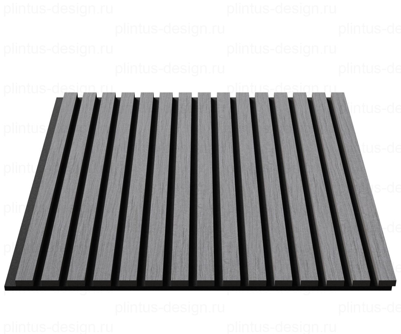 Акустическая панель, черный войлок, рейки МДФ, шпон дуб ардженто светло-серый, 600х21, 600 мм