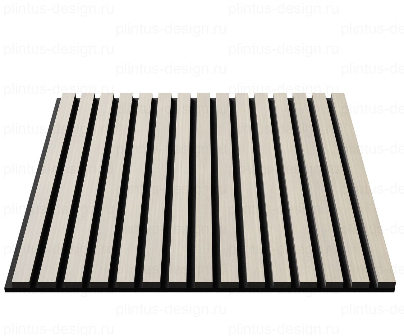 Акустическая панель, черный войлок, рейки МДФ, шпон дуб клэр светлый, 600х21, 600 мм