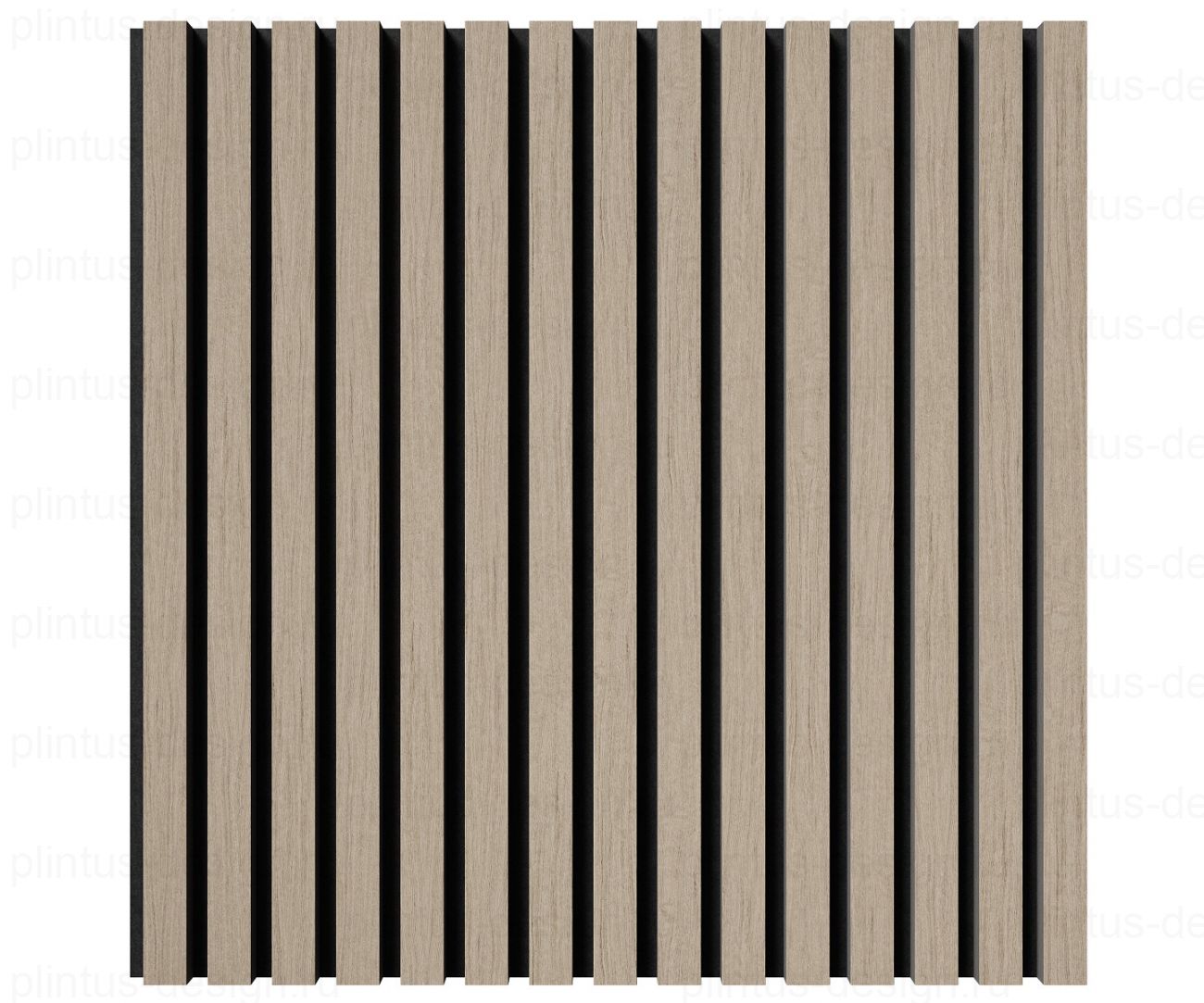 Акустическая панель, черный войлок, рейки МДФ, шпон дуб латте бежевый, 600х21, 600 мм