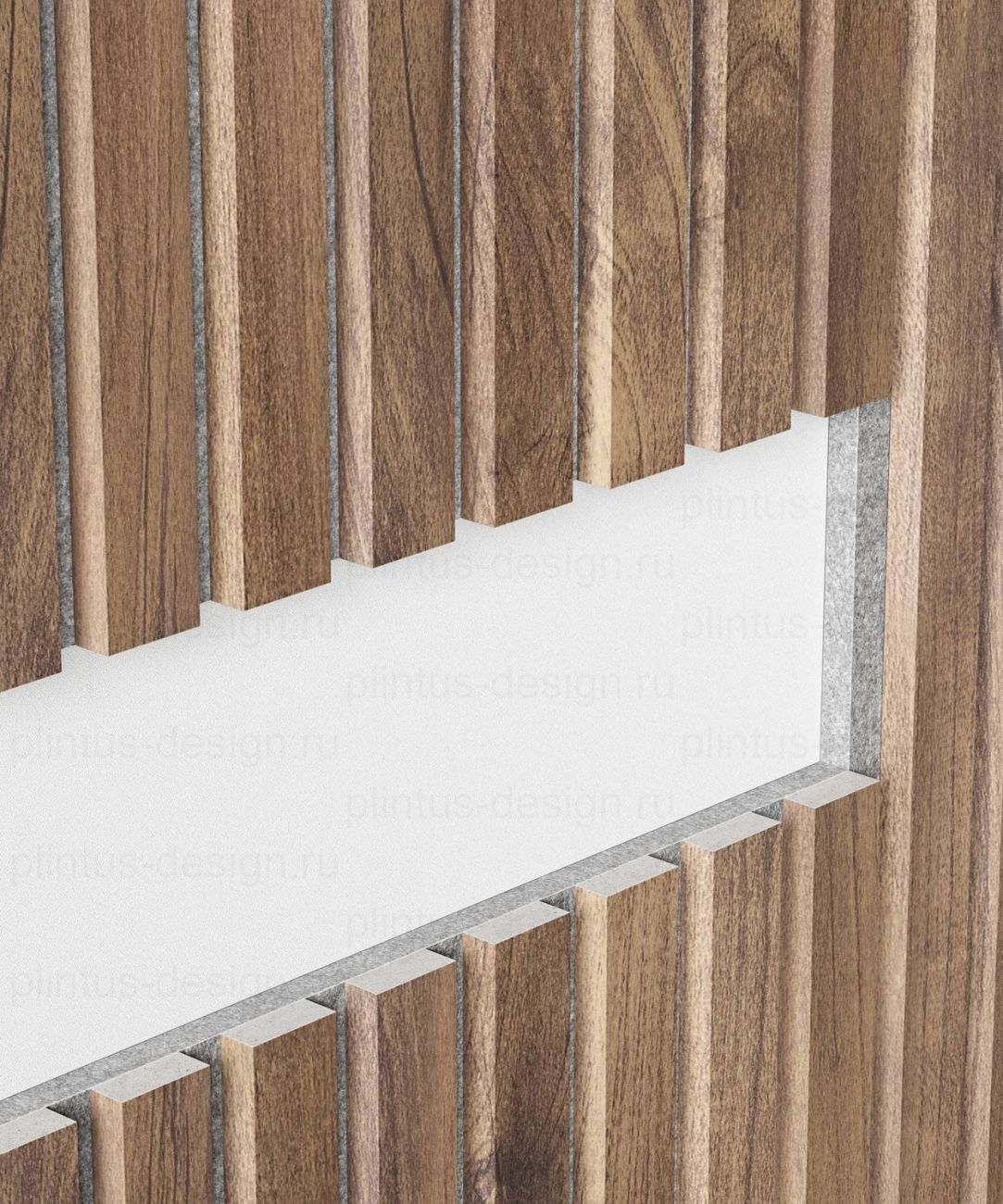 Акустическая панель, черный войлок, рейки МДФ, дуб старинный натуральный, 600х19, 2750 мм