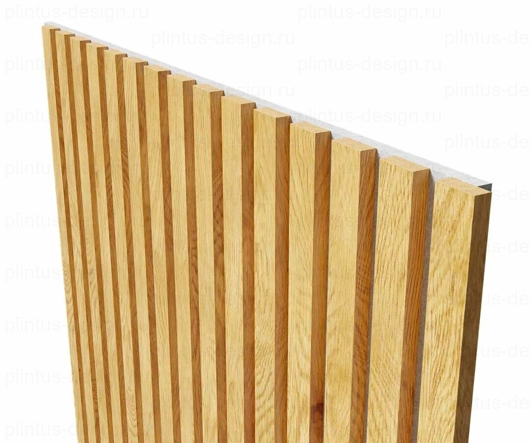 Акустическая панель, черный войлок, рейки МДФ, дуб медный, 600х19, 2750 мм