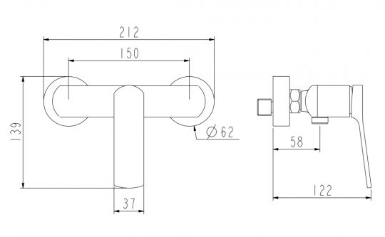 Смеситель для душа NEMO Prima NM-1341 без излива и лейки схема 5 Смеситель для душа NEMO Prima NM-1341 без излива и лейки схема 5