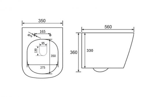 Подвесной унитаз NEMO 817B-3 безободковый c крышкой-сиденьем из дюрапласта и системой Soft close сифон 180 мм схема 4