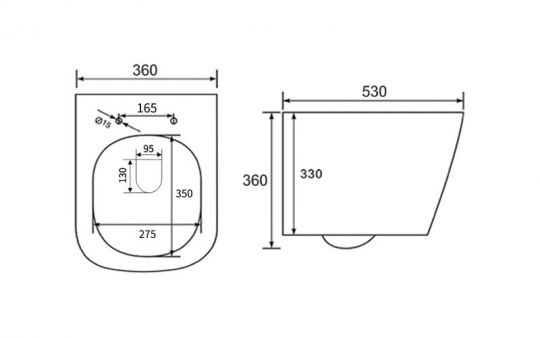 Подвесной унитаз NEMO 882-2 Tornado c крышкой-сиденьем из дюрапласта Soft close сифон 180 мм схема 8 Подвесной унитаз NEMO 882-2 Tornado c крышкой-сиденьем из дюрапласта Soft close сифон 180 мм схема 8
