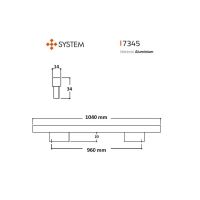 Мебельная ручка-скоба System SZ7345. Длина 1040 мм схема