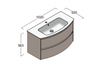 Тумба с раковиной Berloni Bagno Way Round 100 см подвесная, ceramica lucido, WAR0003 схема 2