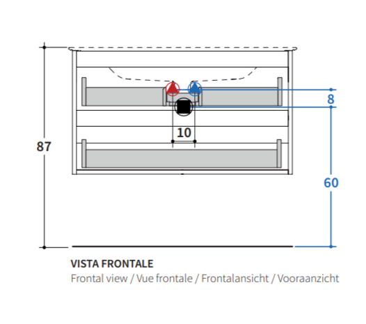 Тумба с раковиной Berloni Bagno Way Round 100 см подвесная, ceramica lucido, WAR0003 ФОТО