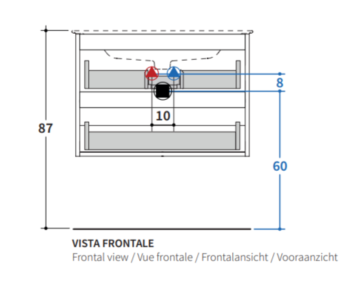 Тумба с раковиной Berloni Bagno Way Round 80 см подвесная, ceramica lucido, WAR0002 схема 3