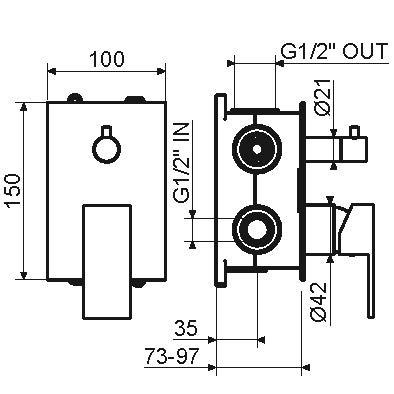 Комплект встраиваемого смесителя Plumberia Selection TAG KITTG1901 для душа с внутренней частью INT9036 на 2-3 выхода накладка 100х150 мм схема 2 Комплект встраиваемого смесителя Plumberia Selection TAG KITTG1901 для душа с внутренней частью INT9036 на 2-3 выхода накладка 100х150 мм схема 2