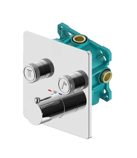 Изображение Комплект встраиваемого термостатического смесителя Plumberia Selection KITPSB2902 для душа 2 выхода с внутренней частью PSB003