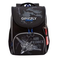Ранец школьный Стандарт, 33?25?13 см, Grizzly, + мешок для обуви, чёрный
